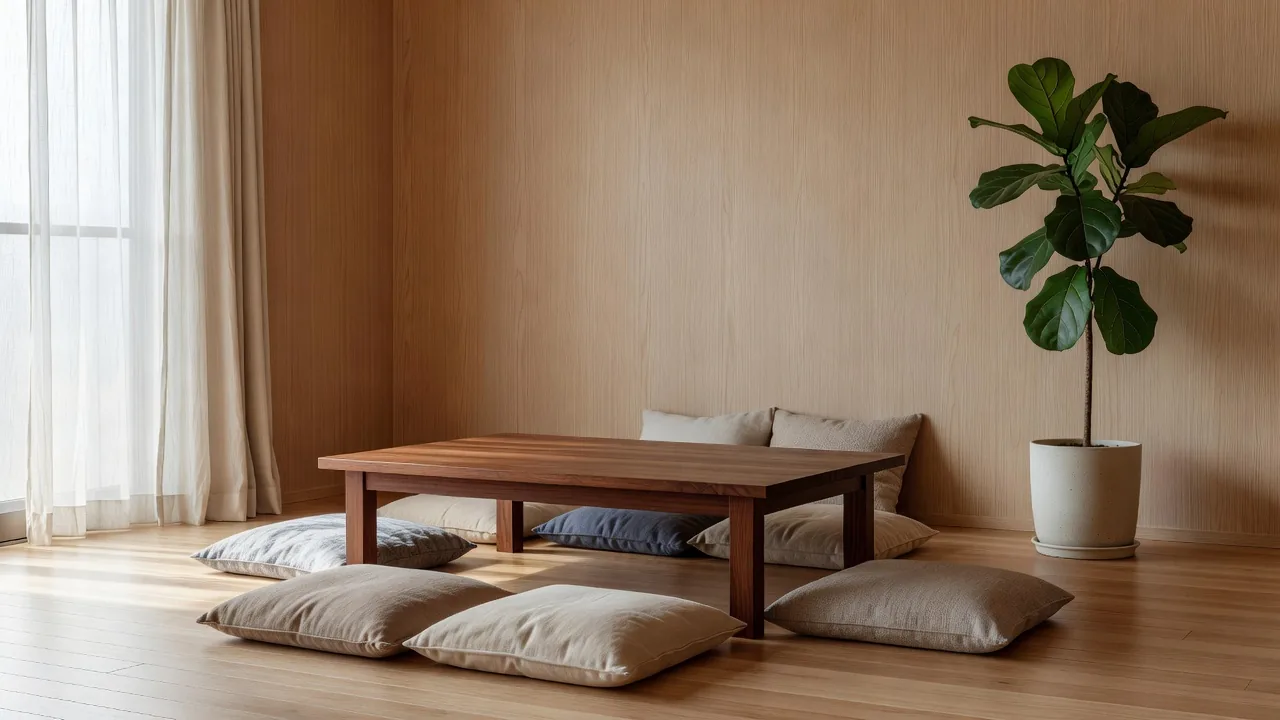 Living room with floor cushions
