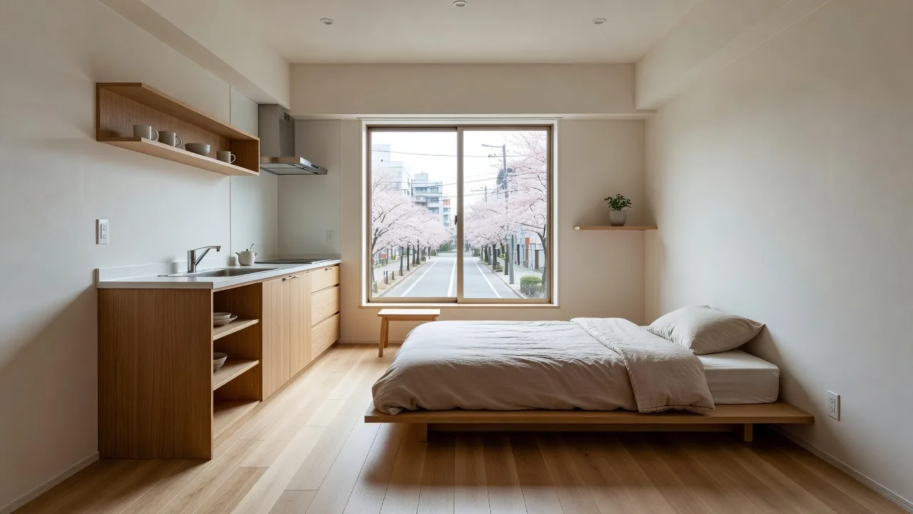 Japanese Minimalist Studio Apartment